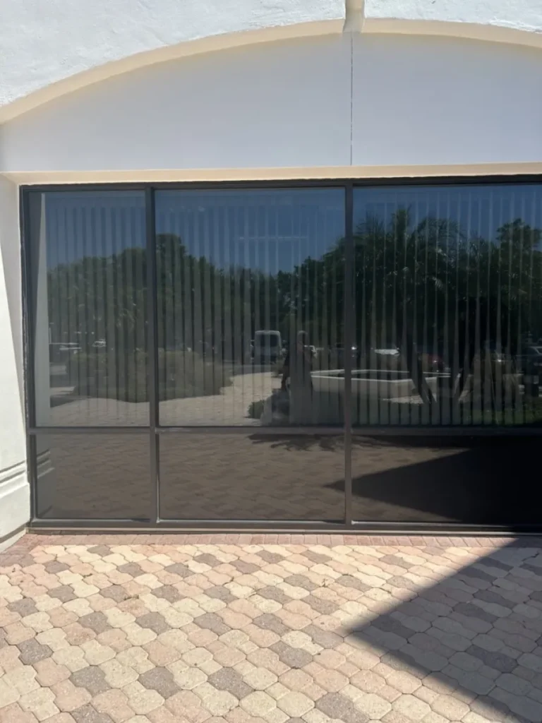Tinted front windows on an office building